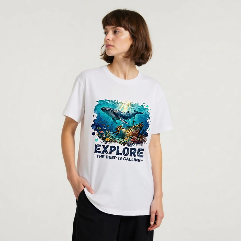 Explore the Deep is Calling – Unisex Organic Cotton T-Shirt - Image 8