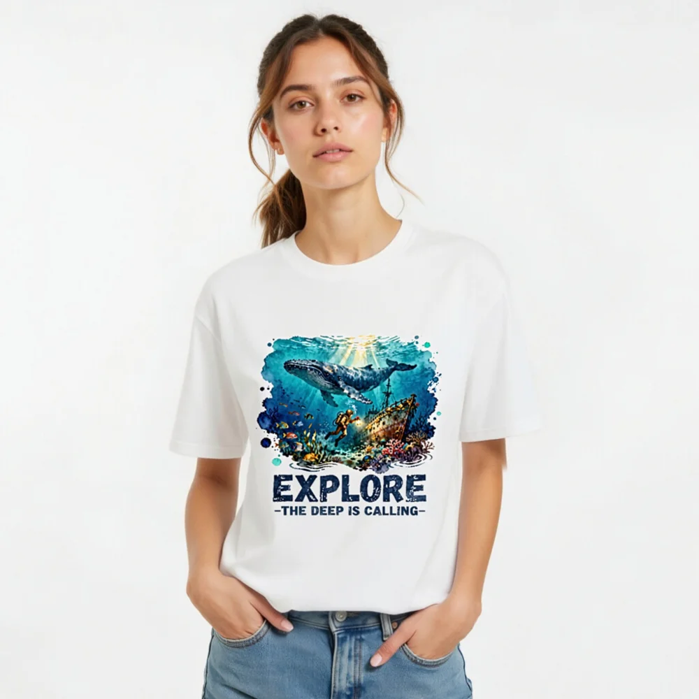 Explore the Deep is Calling – Unisex Organic Cotton T-Shirt - Image 9