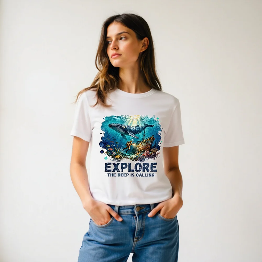 Explore the Deep is Calling – Unisex Organic Cotton T-Shirt - Image 10