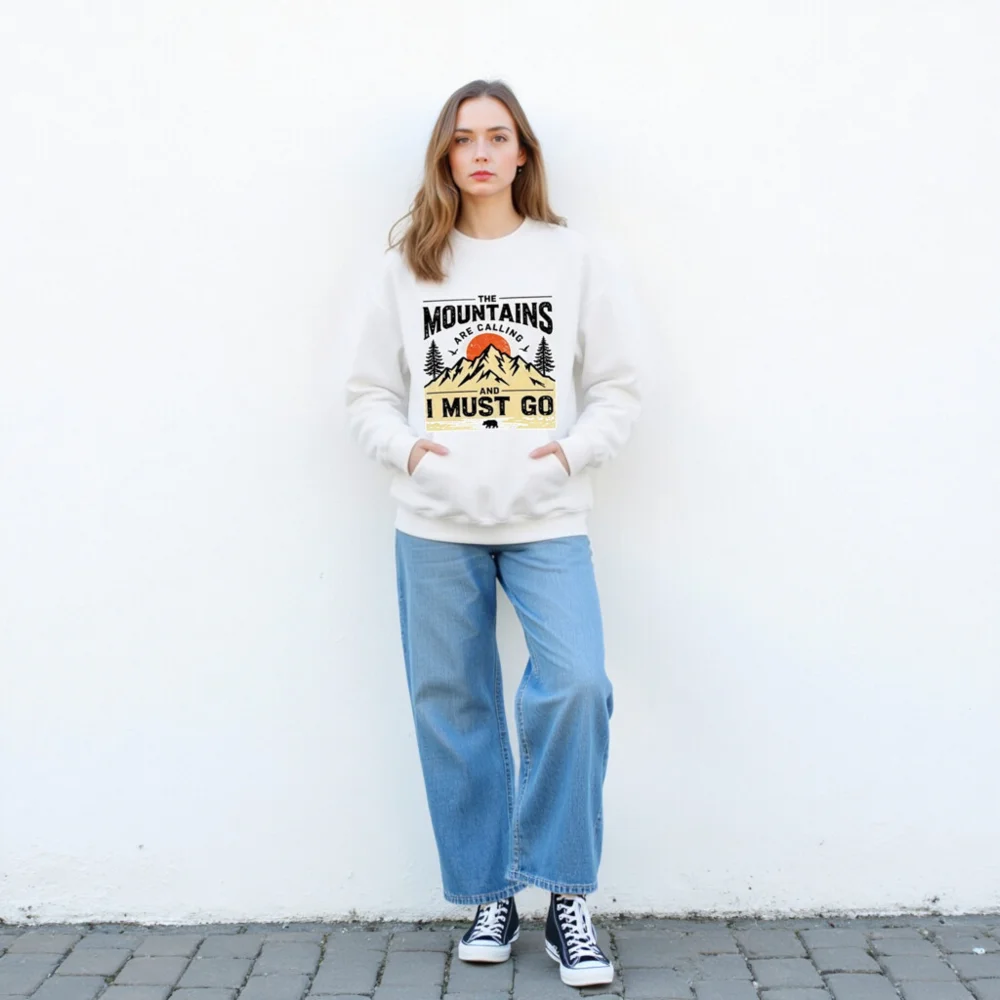 Mountains Are Calling Sweatshirt - Unisex Crewneck Graphic Pullover - Image 4