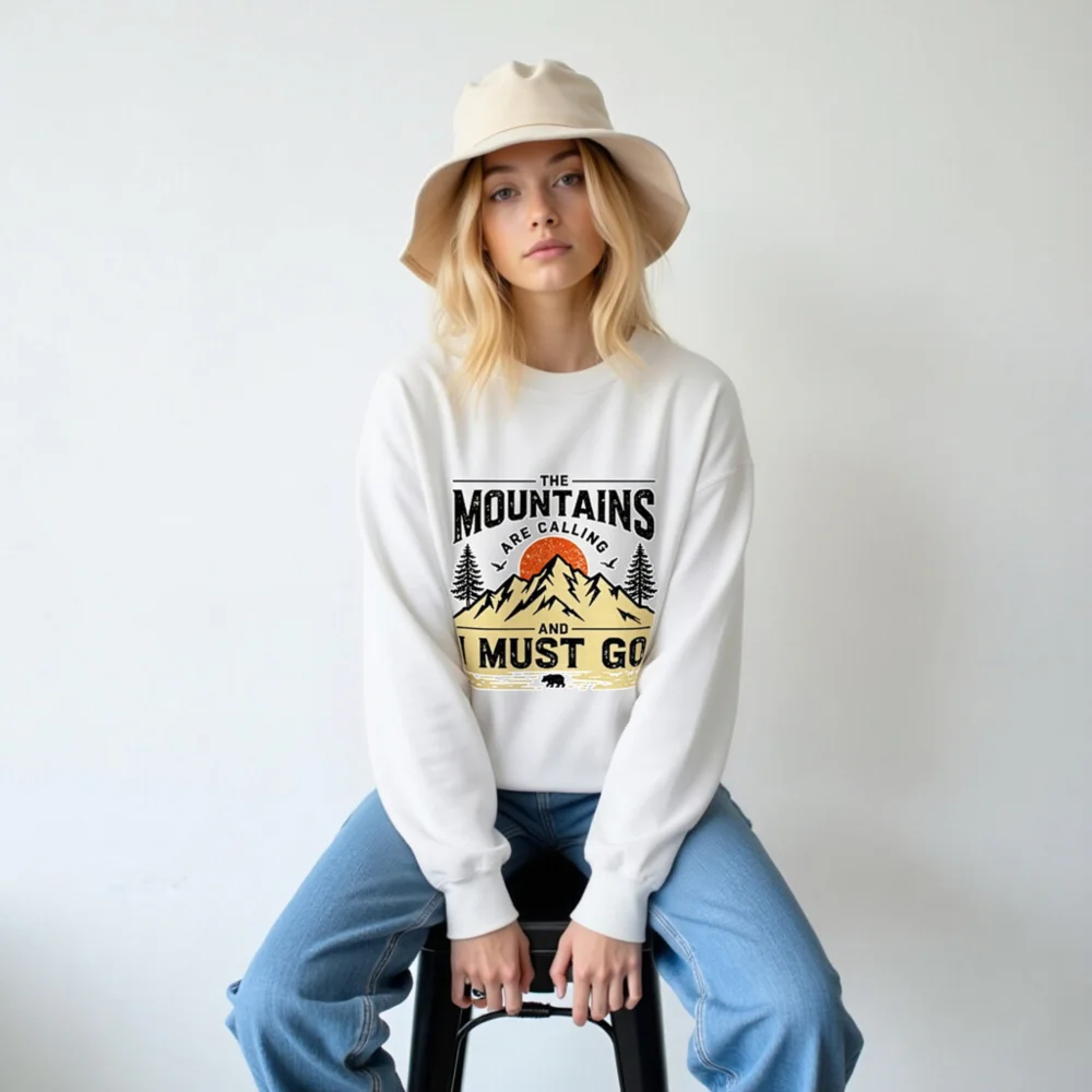 Mountains Are Calling Sweatshirt - Unisex Crewneck Graphic Pullover - Image 6
