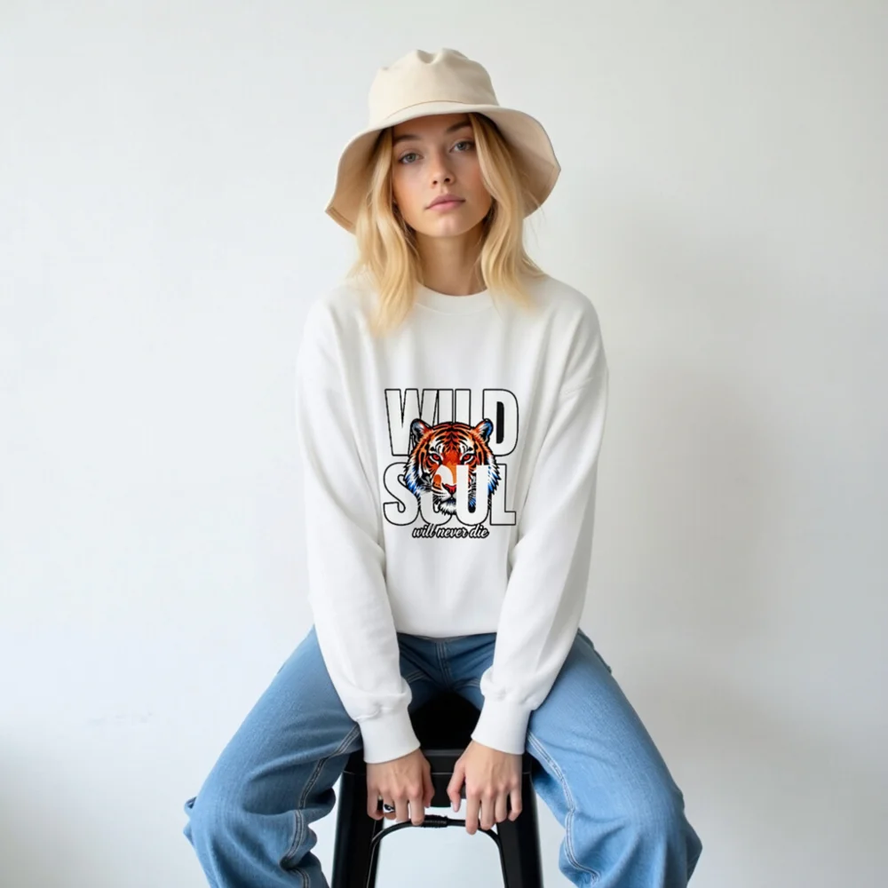 Wild Soul Tiger Graphic Sweatshirt - Unisex Crew Neck - Image 6