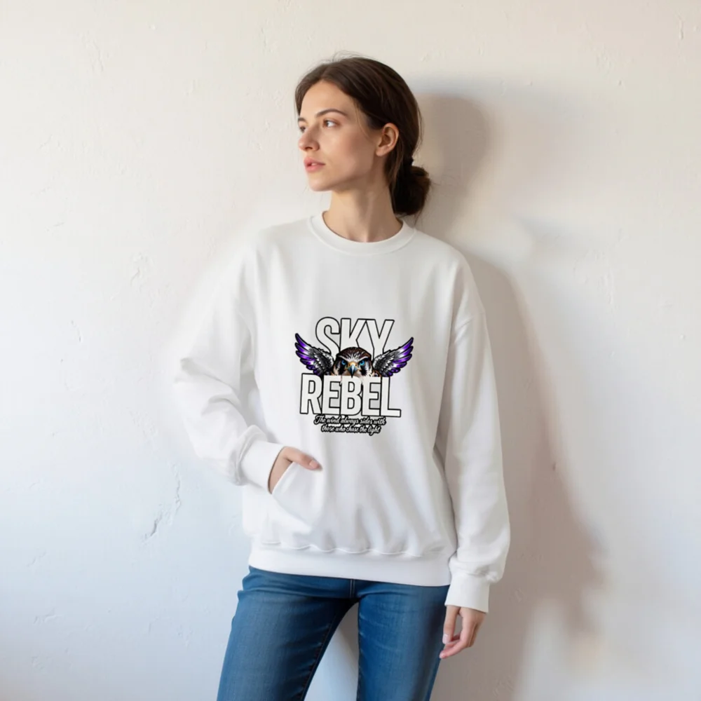 Sky Rebel Unisex Crew Neck Sweatshirt – Graphic Hoodie with Eagle Design - Image 7