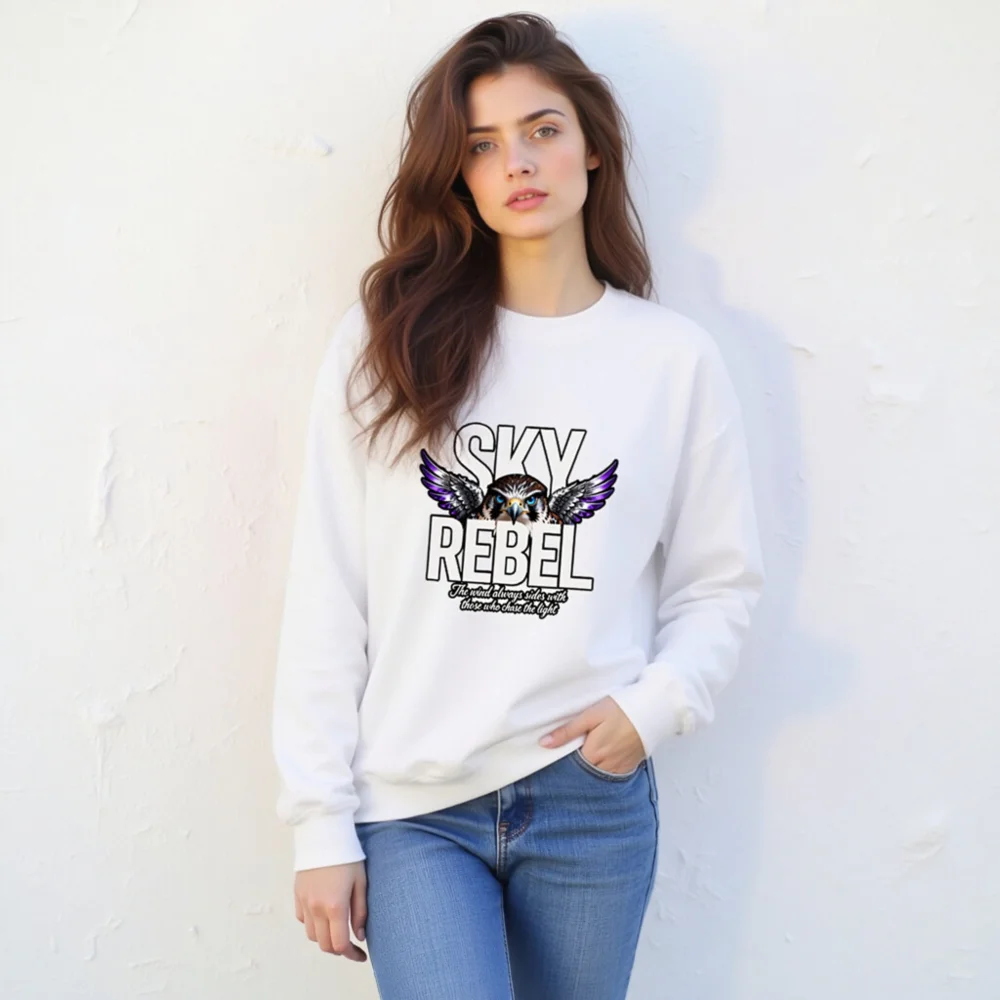 Sky Rebel Unisex Crew Neck Sweatshirt – Graphic Hoodie with Eagle Design - Image 10