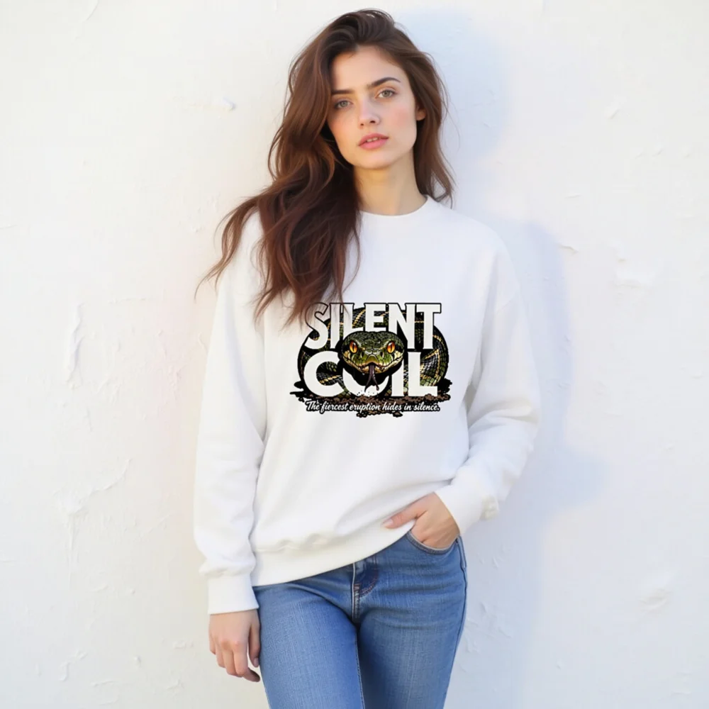 Silent Coil Unisex Crew Neck Sweatshirt – Snake Graphic Hoodie - Image 10