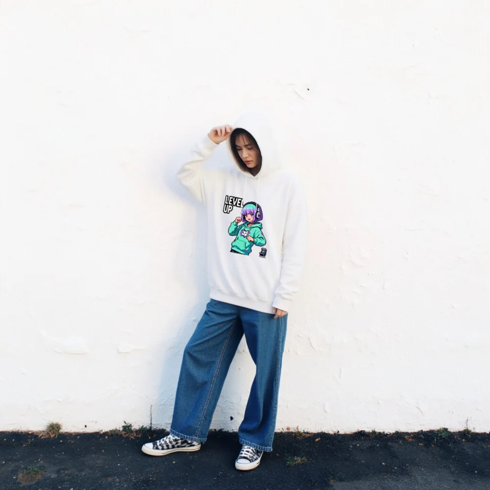 Level Up Pixel Gamer Sweatshirt - Unisex Crew Neck Hoodie - Image 2