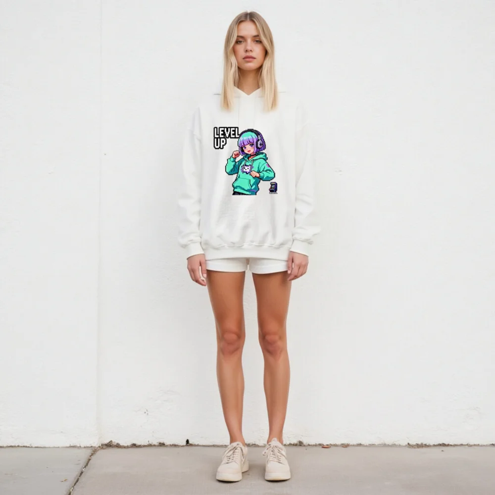 Level Up Pixel Gamer Sweatshirt - Unisex Crew Neck Hoodie - Image 5