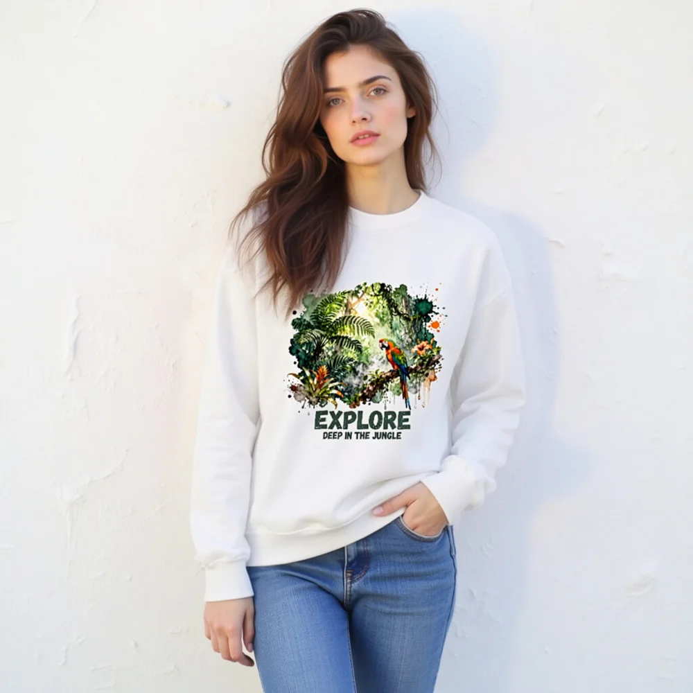 Jungle Explorer Unisex Sweatshirt – Soft Crew Neck Graphic Pullover - Image 10