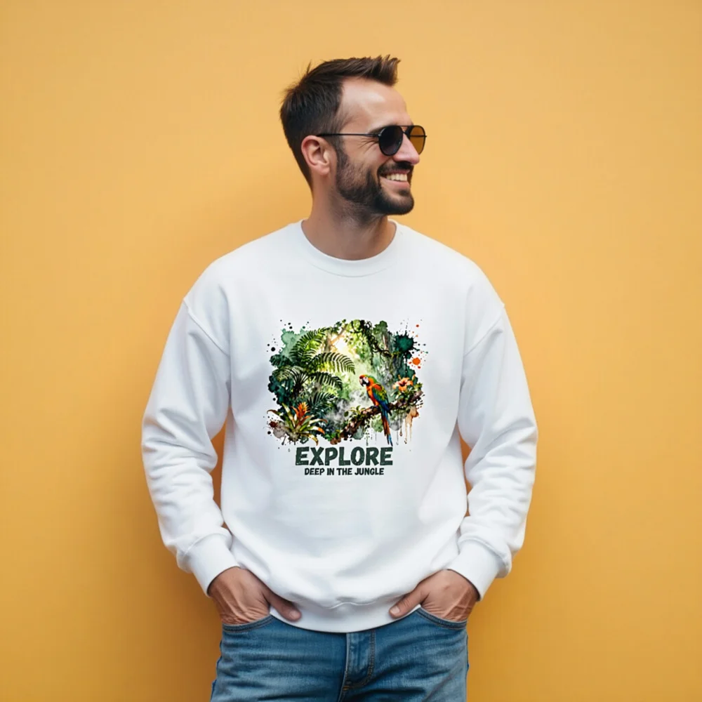 Jungle Explorer Unisex Sweatshirt – Soft Crew Neck Graphic Pullover - Image 11