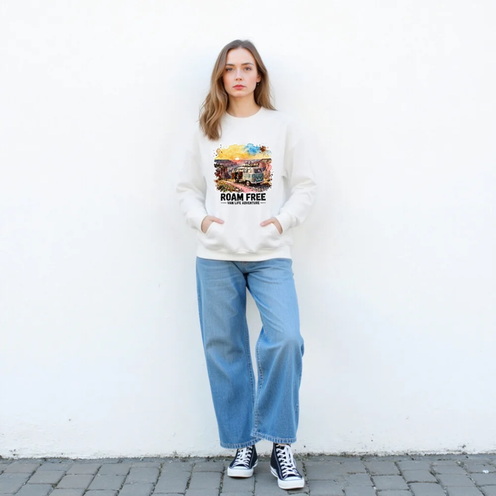 Roam Free Van Life Adventure Sweatshirt - Unisex Crewneck - Image 4