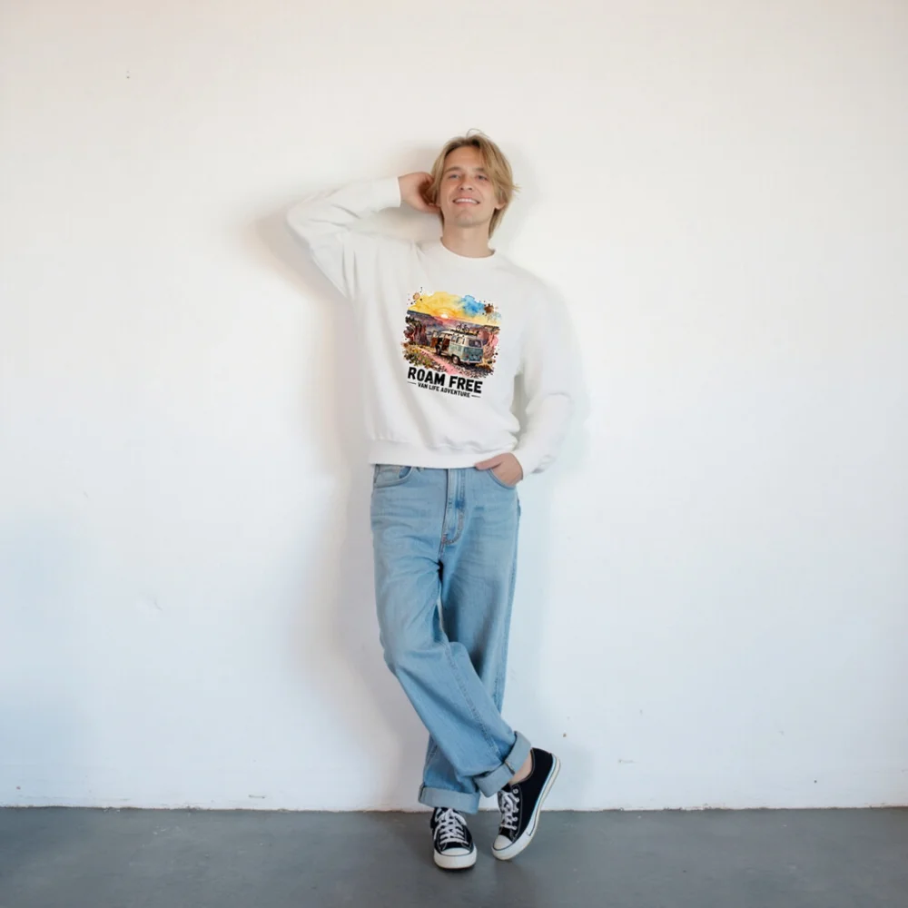Roam Free Van Life Adventure Sweatshirt - Unisex Crewneck - Image 9