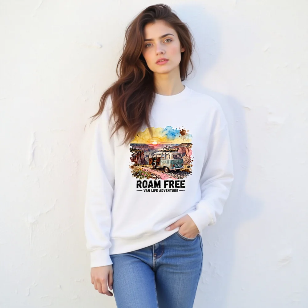 Roam Free Van Life Adventure Sweatshirt - Unisex Crewneck - Image 10