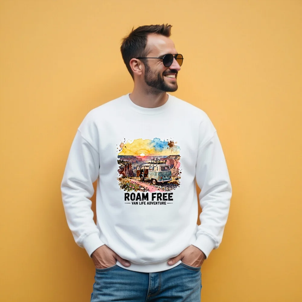 Roam Free Van Life Adventure Sweatshirt - Unisex Crewneck - Image 11