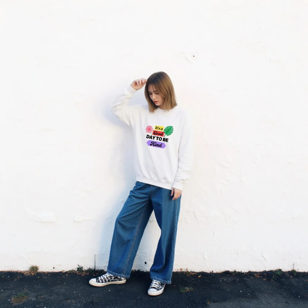 Unisex Crew Neck Sweatshirt - 'It's a Good Day to Be Kind' Graphic Pullover - Image 2