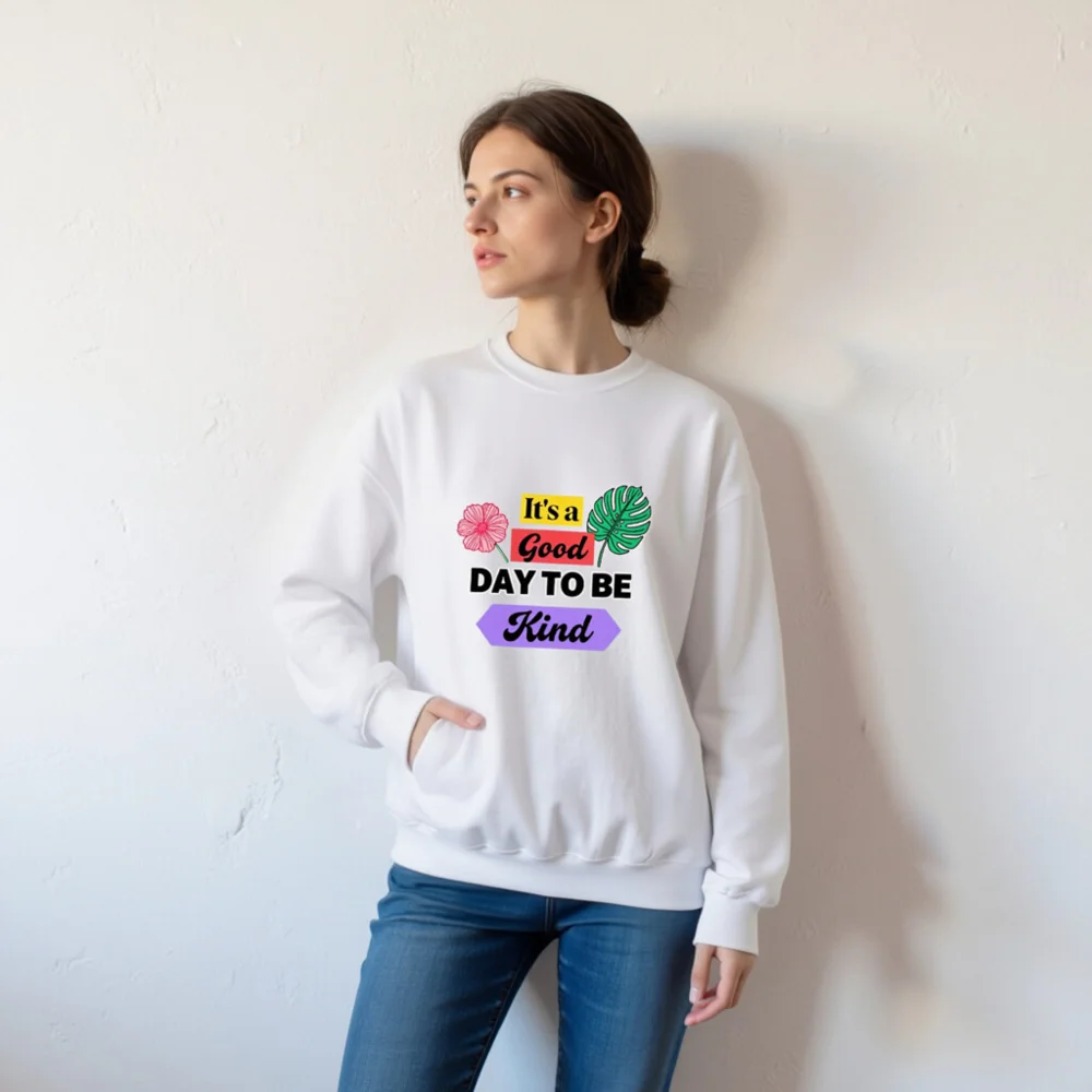 Unisex Crew Neck Sweatshirt - 'It's a Good Day to Be Kind' Graphic Pullover - Image 7