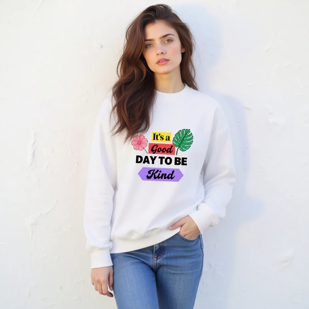 Unisex Crew Neck Sweatshirt - 'It's a Good Day to Be Kind' Graphic Pullover - Image 10