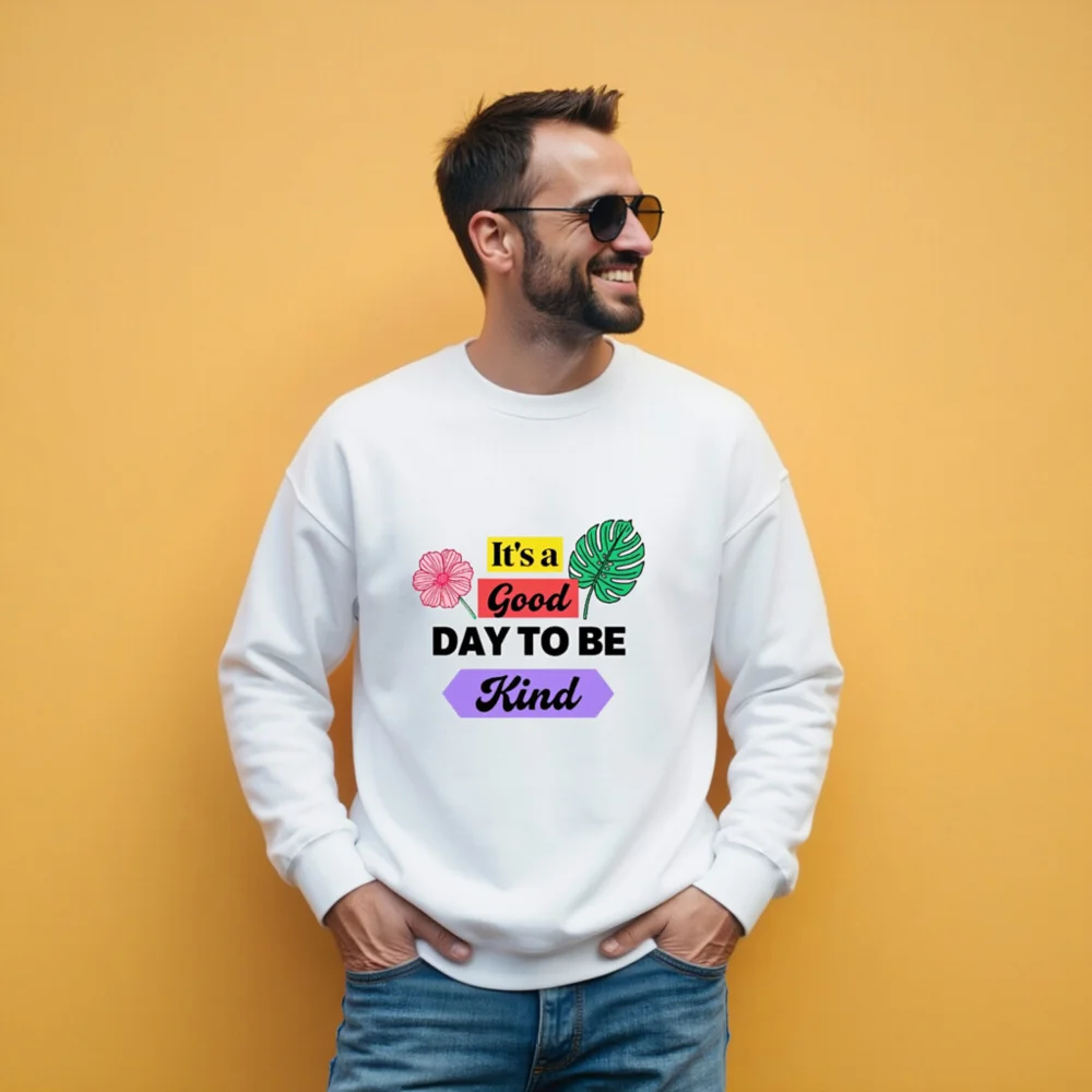 Unisex Crew Neck Sweatshirt - 'It's a Good Day to Be Kind' Graphic Pullover - Image 11