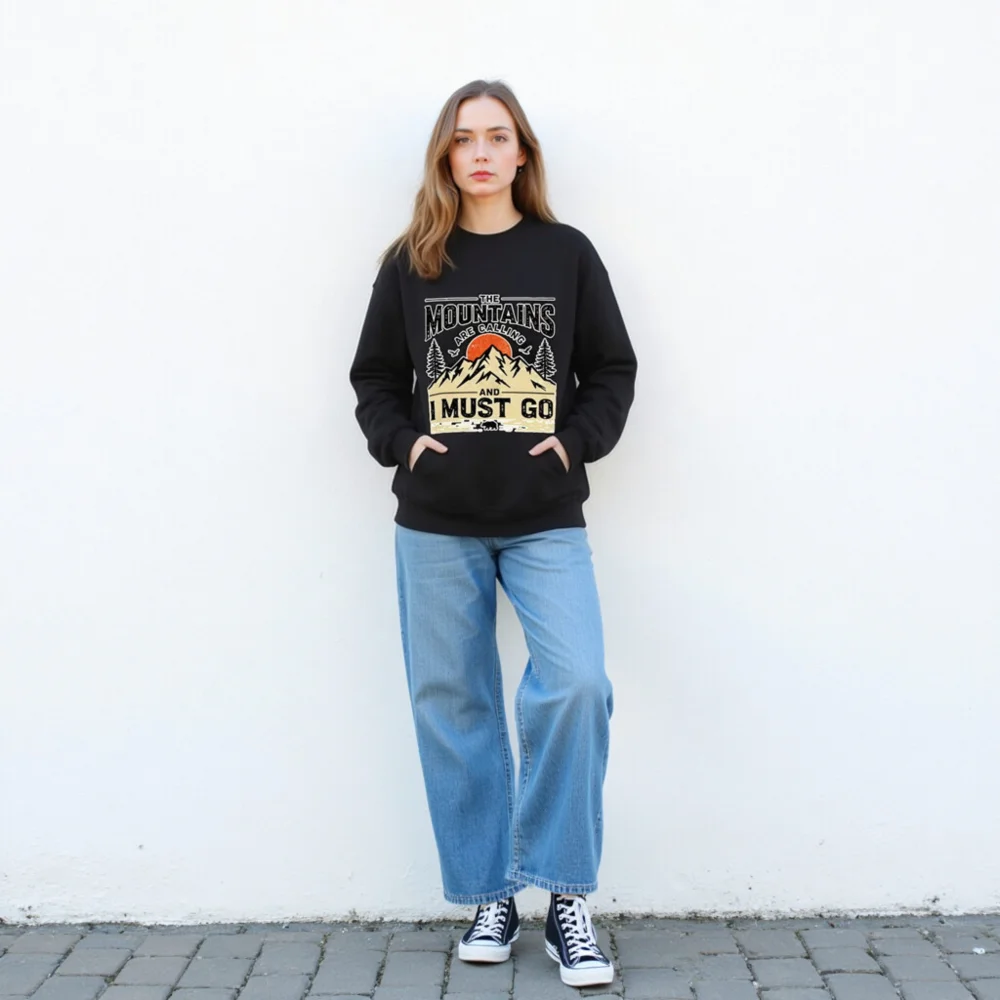 Mountains Are Calling Sweatshirt – Unisex Crewneck Graphic Pullover - Image 4
