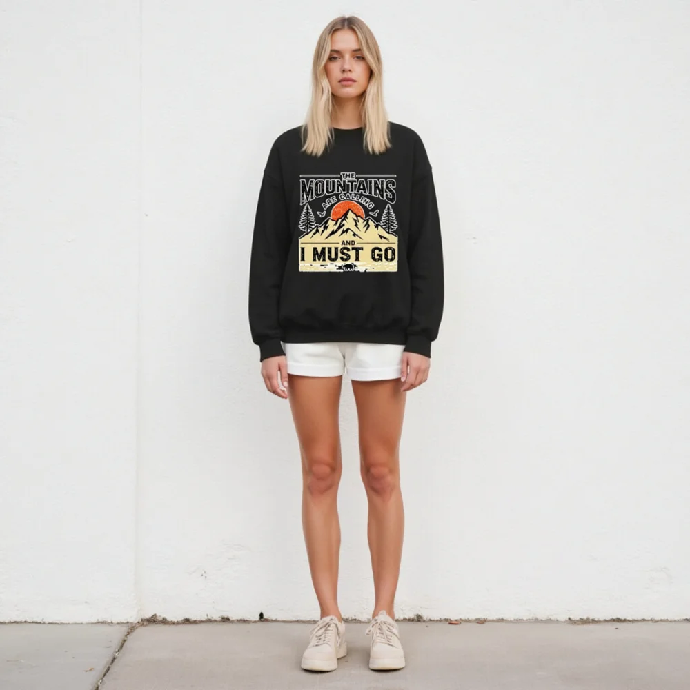 Mountains Are Calling Sweatshirt – Unisex Crewneck Graphic Pullover - Image 5
