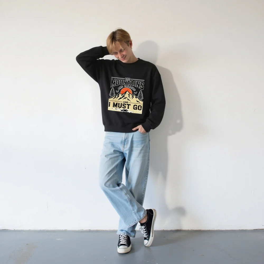 Mountains Are Calling Sweatshirt – Unisex Crewneck Graphic Pullover - Image 7