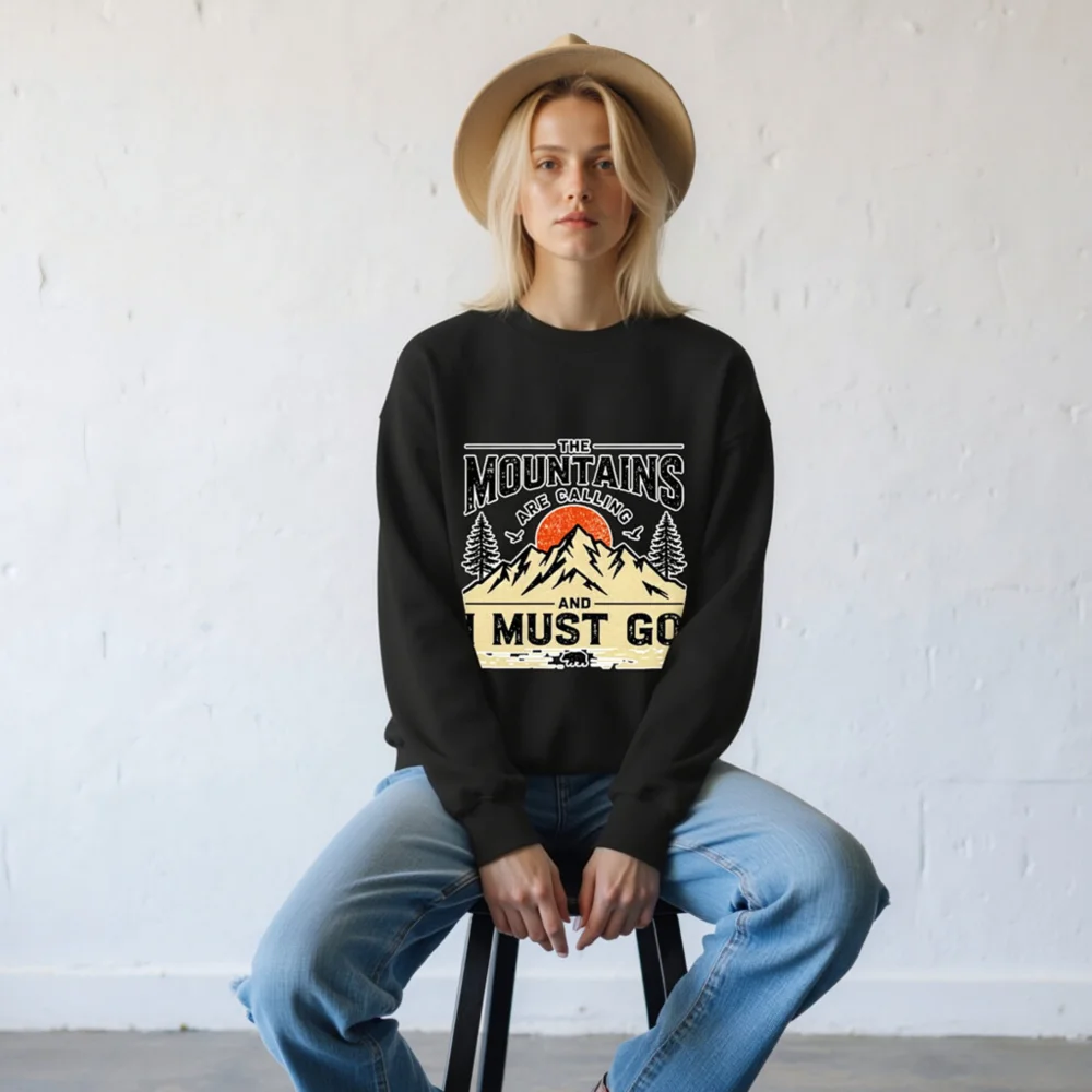 Mountains Are Calling Sweatshirt – Unisex Crewneck Graphic Pullover - Image 9