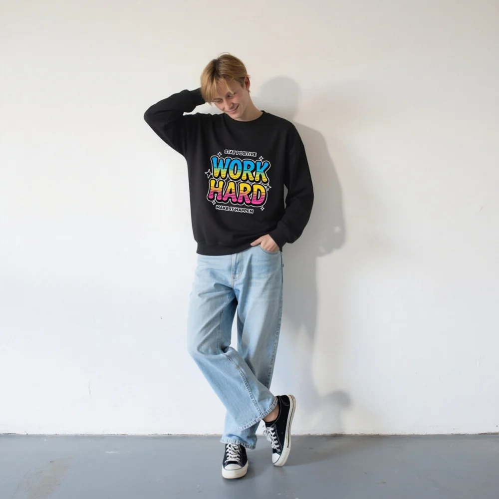 Work Hard Sweatshirt for Men and Women – Motivational Graphic Crewneck - Image 7