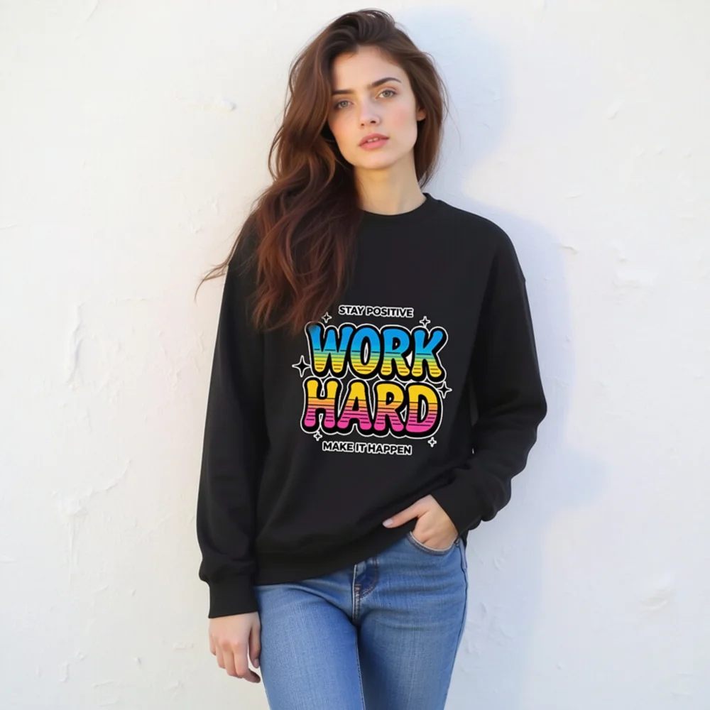 Work Hard Sweatshirt for Men and Women – Motivational Graphic Crewneck - Image 11