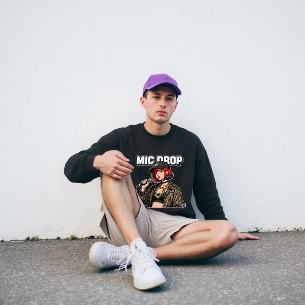 Mic Drop Unisex Crew Neck Sweatshirt - Hip Hop Graphic Pullover - Image 8