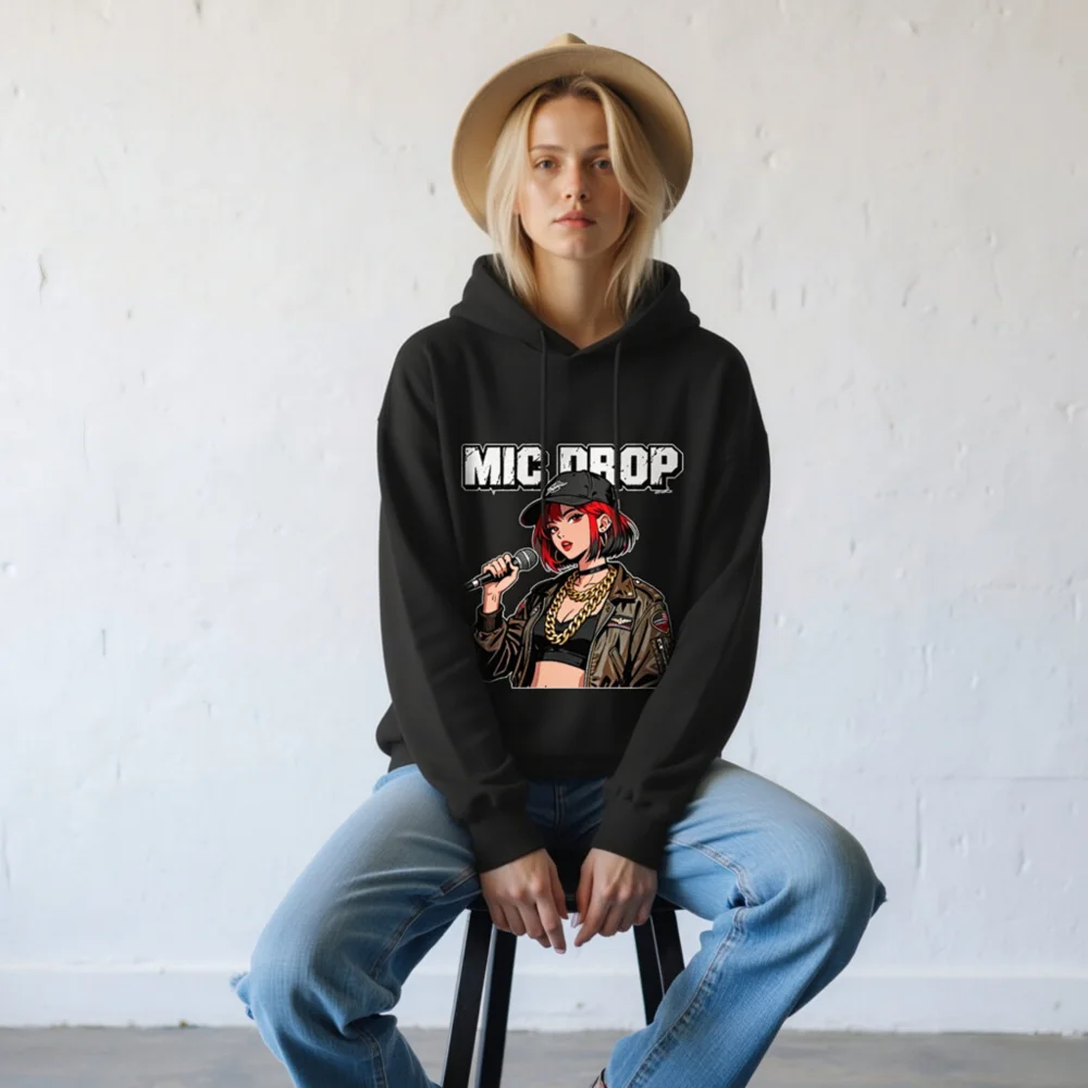 Mic Drop Unisex Crew Neck Sweatshirt - Hip Hop Graphic Pullover - Image 9