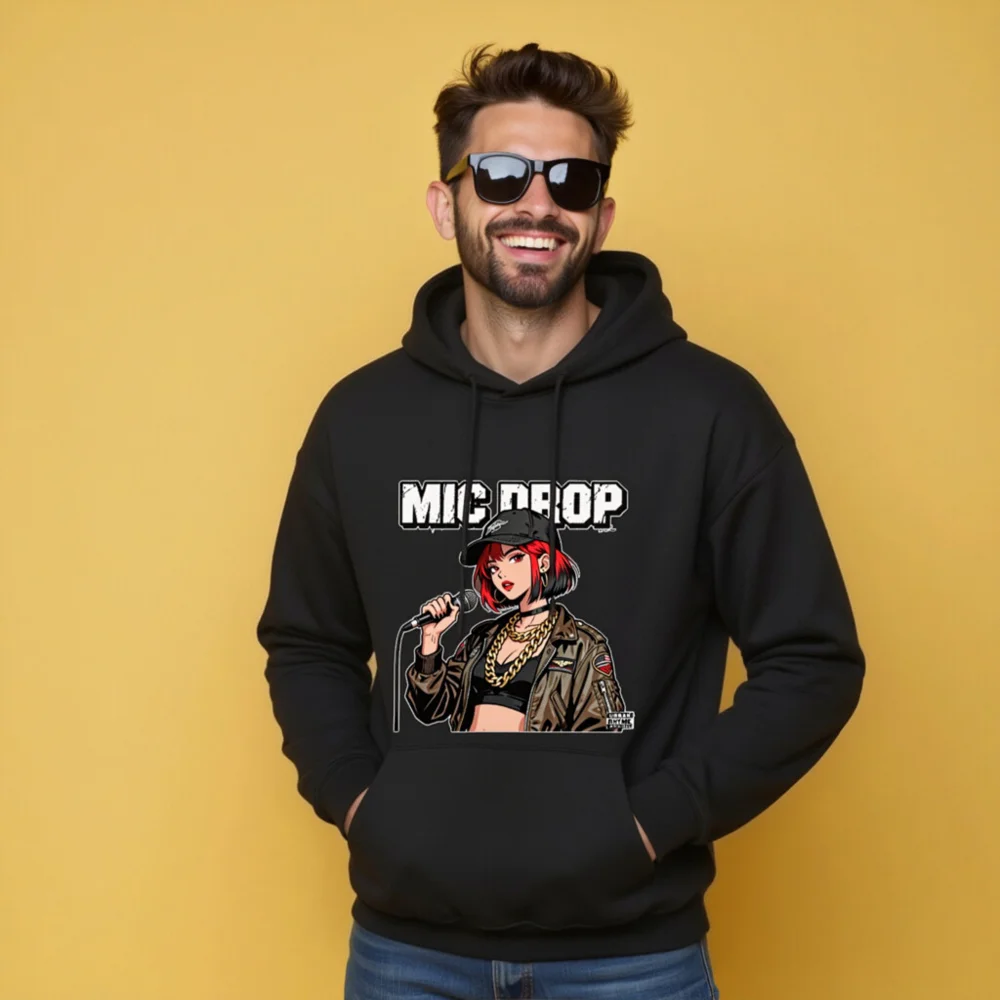 Mic Drop Unisex Crew Neck Sweatshirt - Hip Hop Graphic Pullover - Image 10