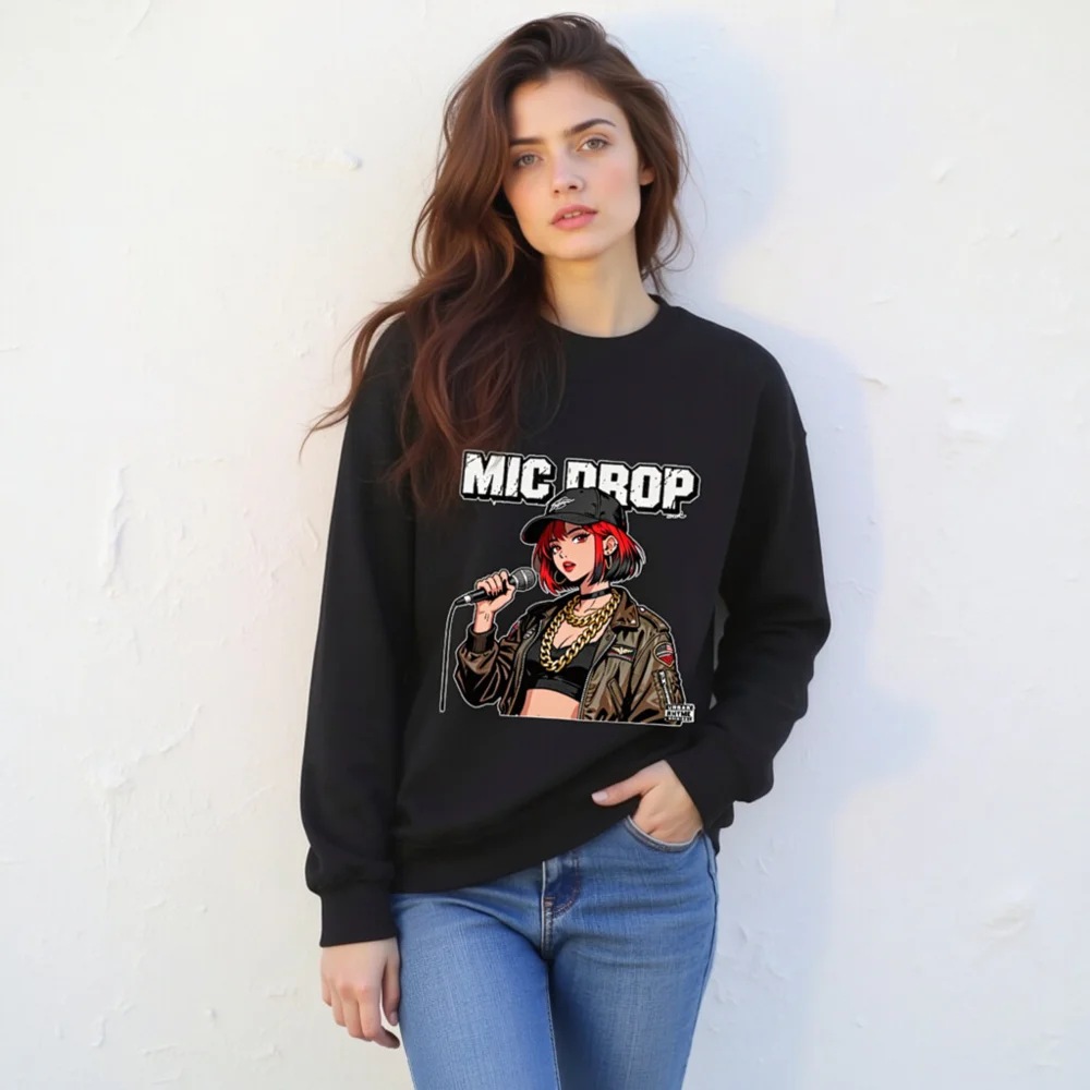 Mic Drop Unisex Crew Neck Sweatshirt - Hip Hop Graphic Pullover - Image 11