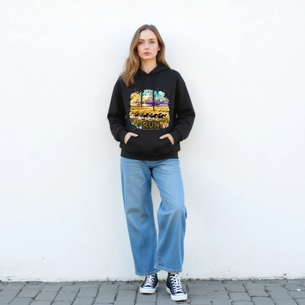 Run Wild and Free Sweatshirt – Unisex Crewneck Graphic Pullover - Image 4
