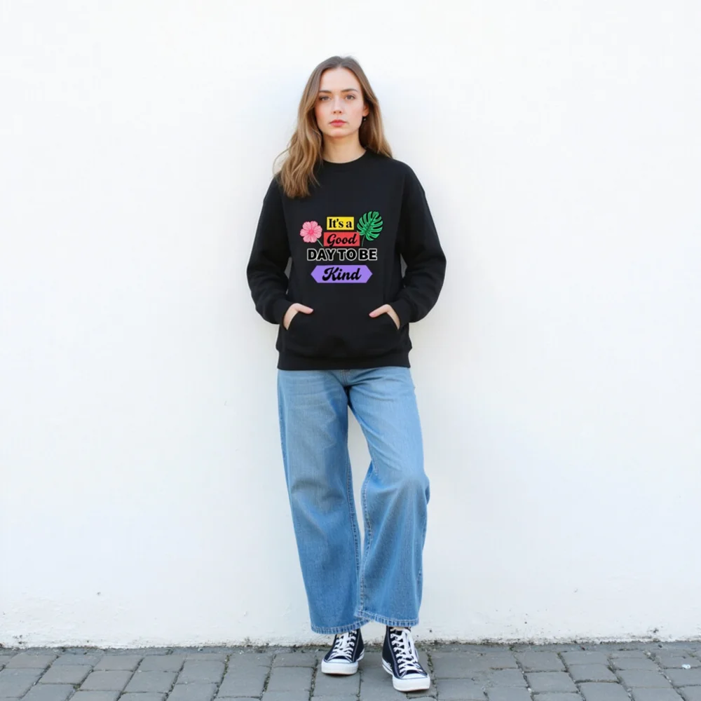 Unisex Crew Neck Sweatshirt - 'It's a Good Day to Be Kind' Graphic Pullover - Image 4
