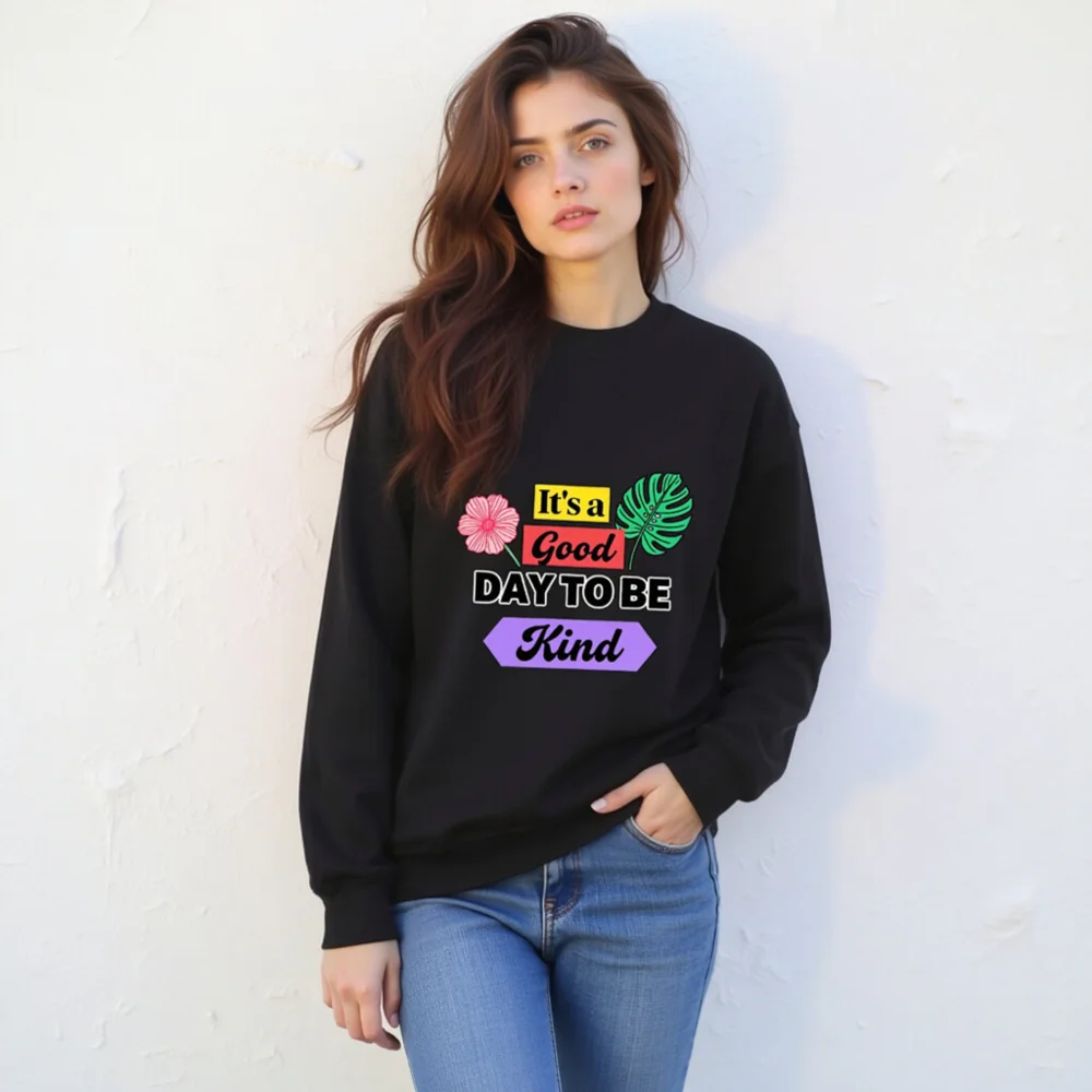 Unisex Crew Neck Sweatshirt - 'It's a Good Day to Be Kind' Graphic Pullover - Image 11