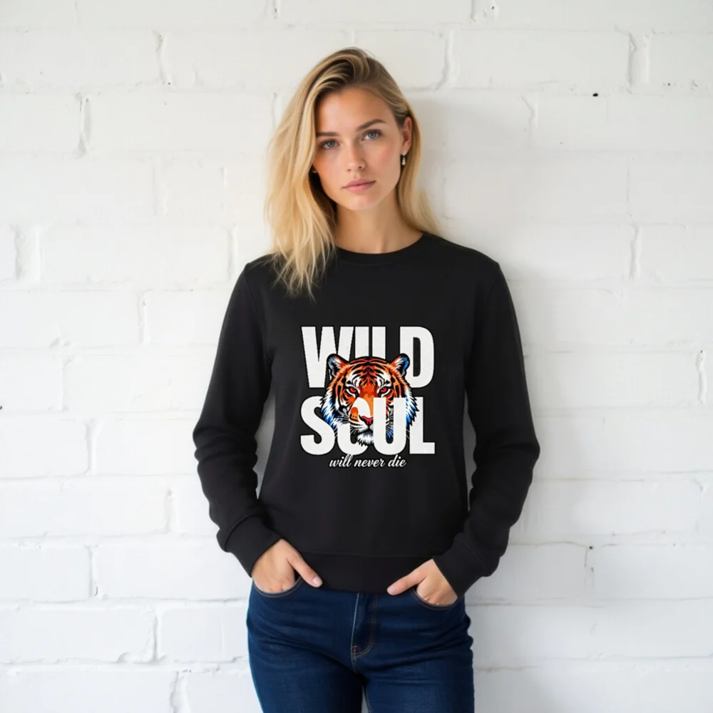 Wild Soul Tiger Print Unisex Organic Cotton Sweatshirt - Image 2