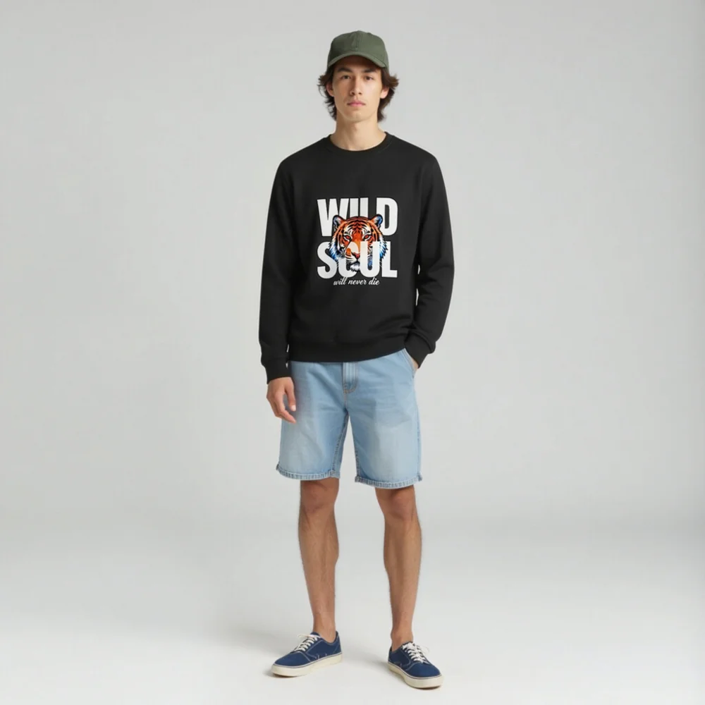 Wild Soul Tiger Print Unisex Organic Cotton Sweatshirt - Image 3