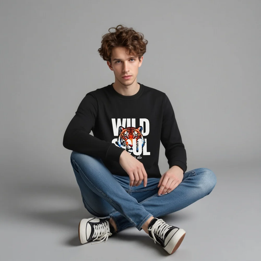 Wild Soul Tiger Print Unisex Organic Cotton Sweatshirt - Image 4
