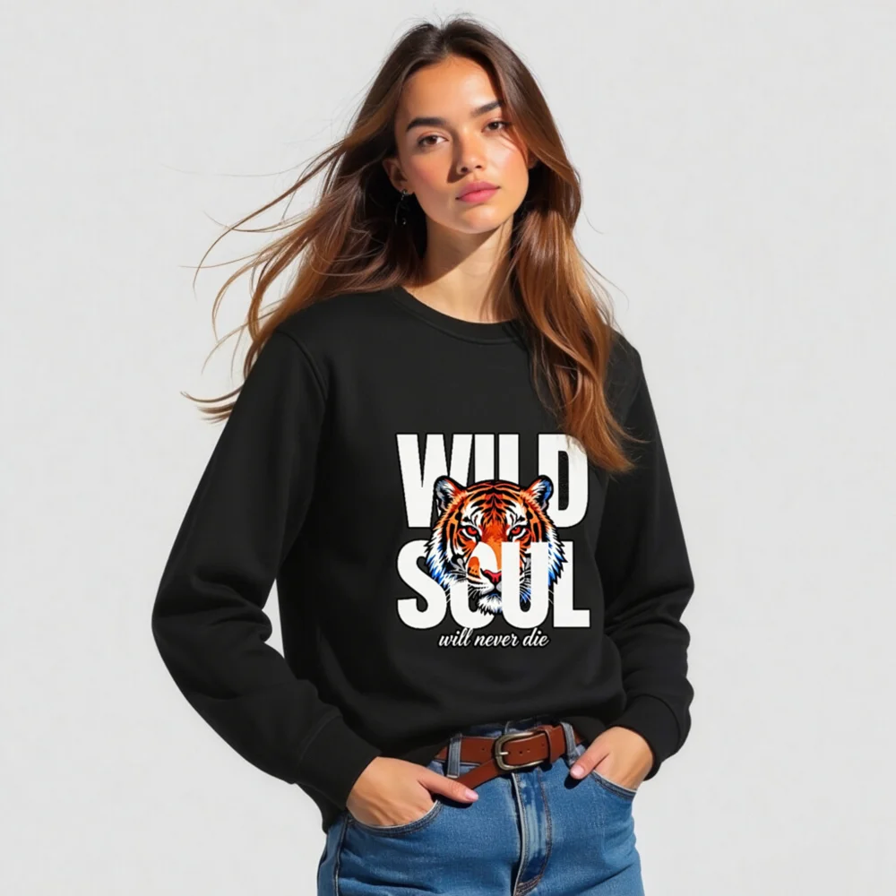 Wild Soul Tiger Print Unisex Organic Cotton Sweatshirt - Image 5