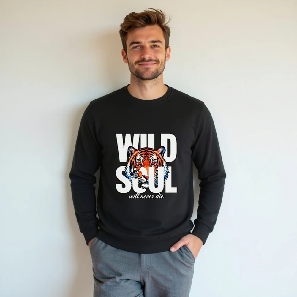 Wild Soul Tiger Print Unisex Organic Cotton Sweatshirt - Image 7