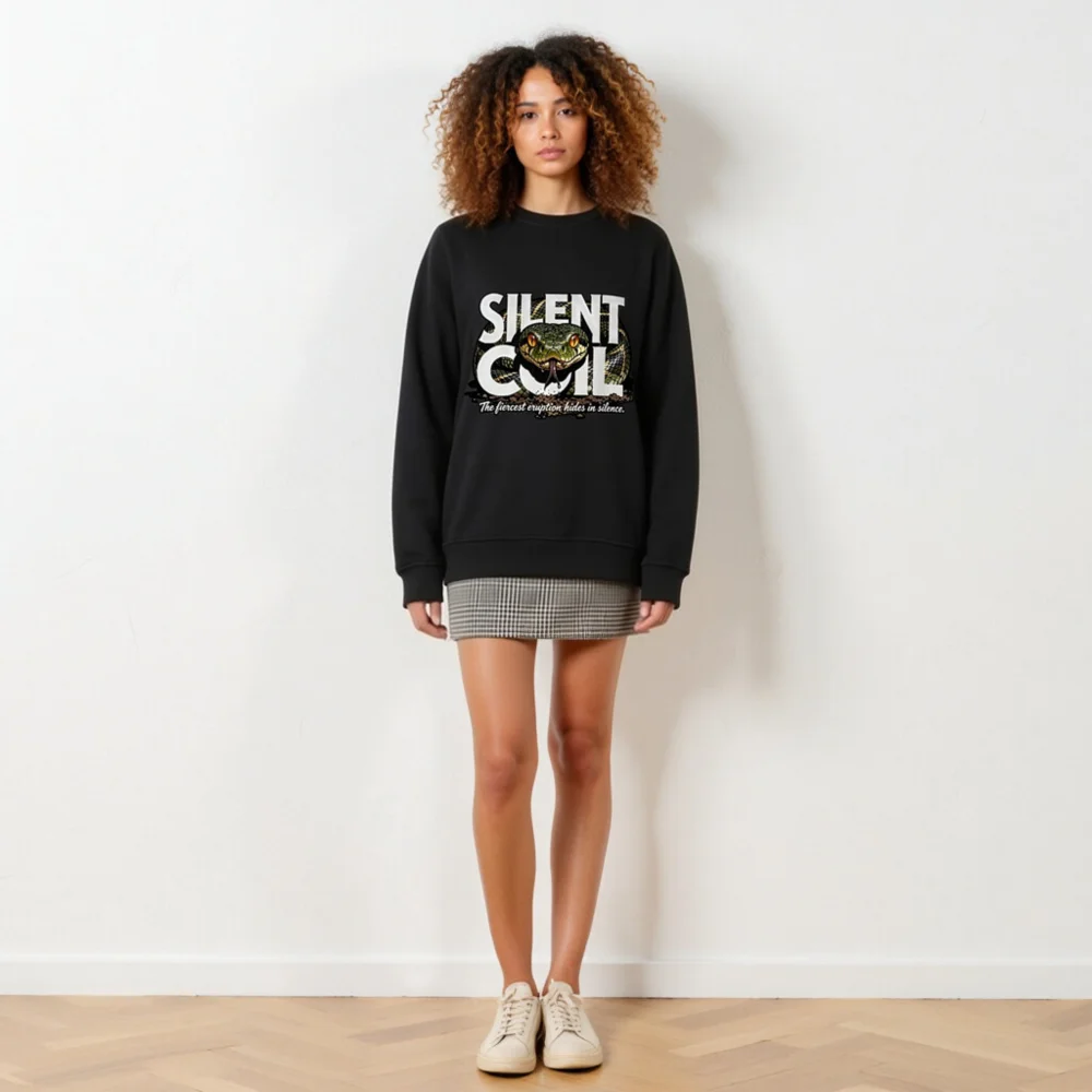 Silent Coil Unisex Organic Cotton Sweatshirt – Snake Graphic Hoodie - Image 6