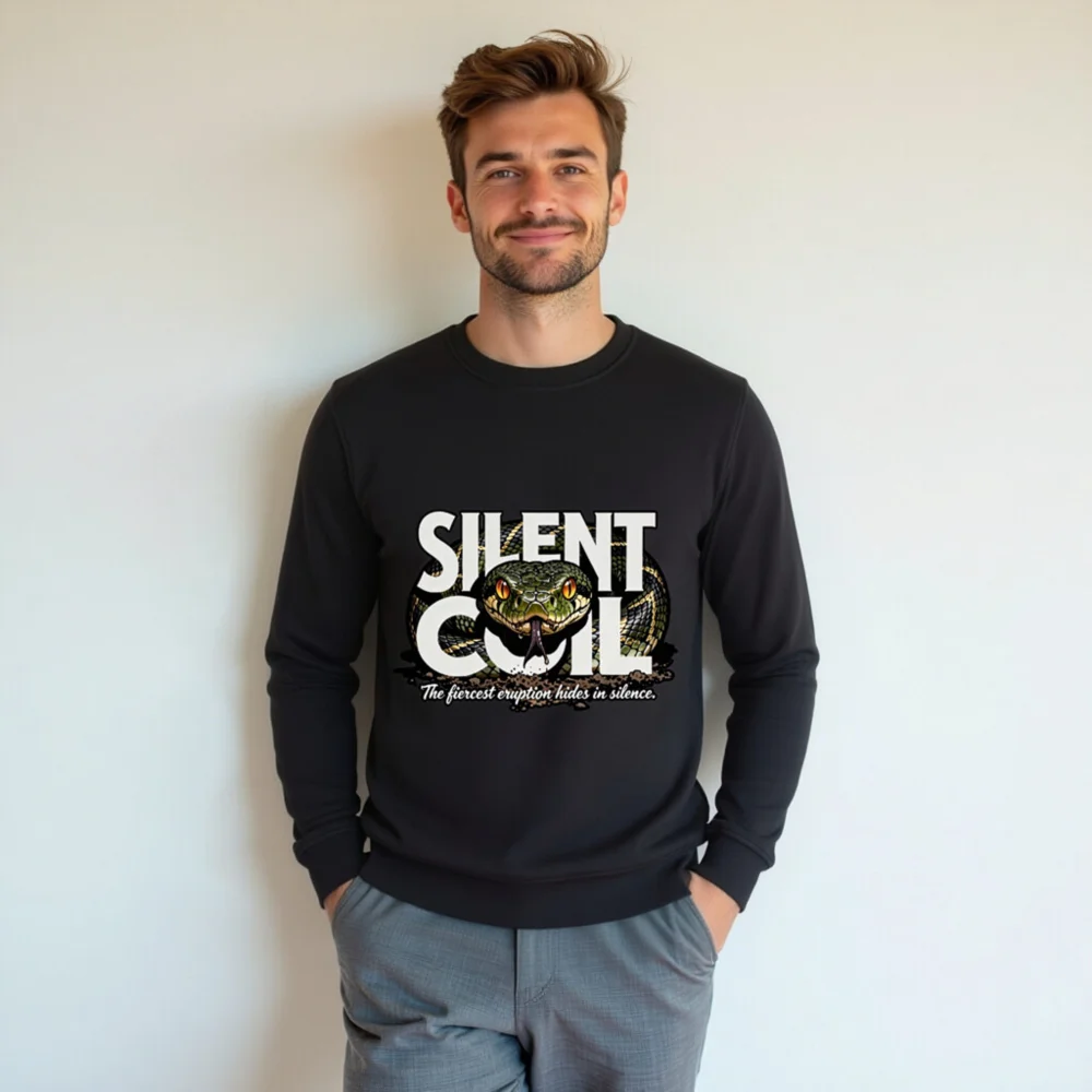 Silent Coil Unisex Organic Cotton Sweatshirt – Snake Graphic Hoodie - Image 7