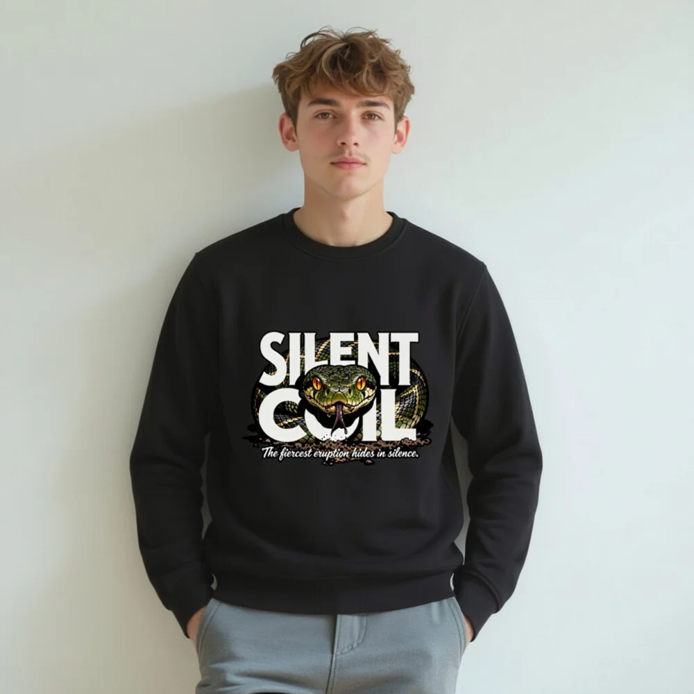 Silent Coil Unisex Organic Cotton Sweatshirt – Snake Graphic Hoodie - Image 8