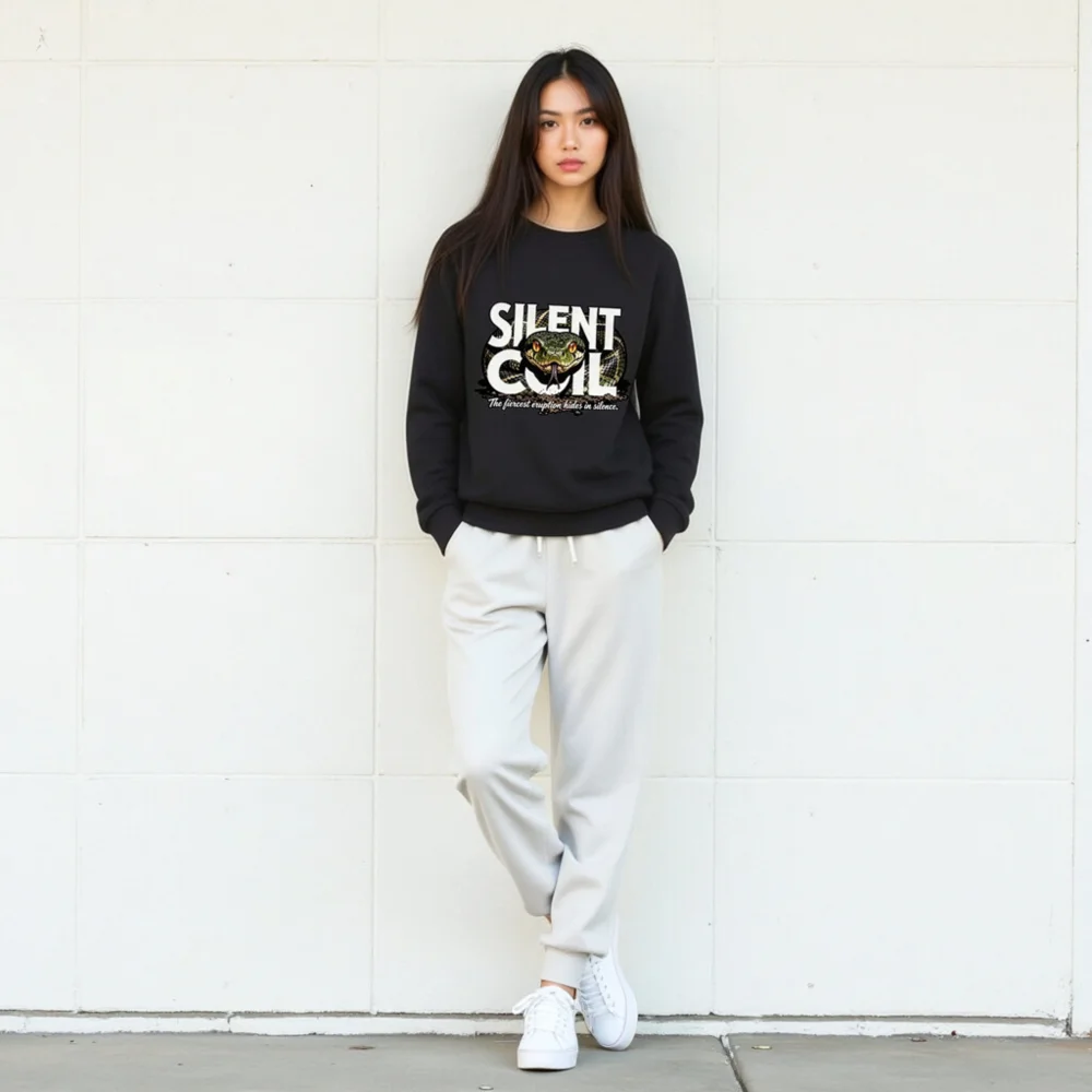 Silent Coil Unisex Organic Cotton Sweatshirt – Snake Graphic Hoodie - Image 9