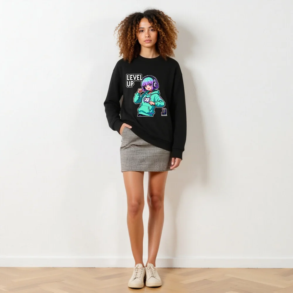 Level Up Pixel Gamer Sweatshirt – Unisex Organic Cotton Hoodie - Image 6