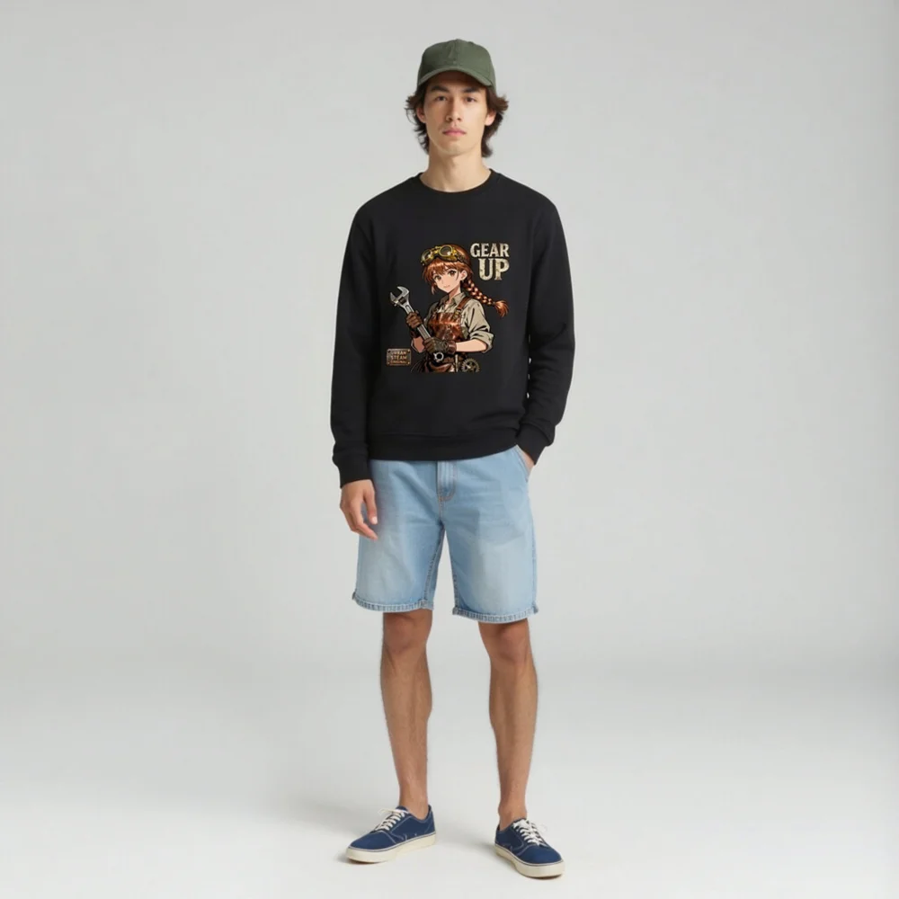 Steampunk Gear Up Unisex Organic Cotton Sweatshirt - Image 3