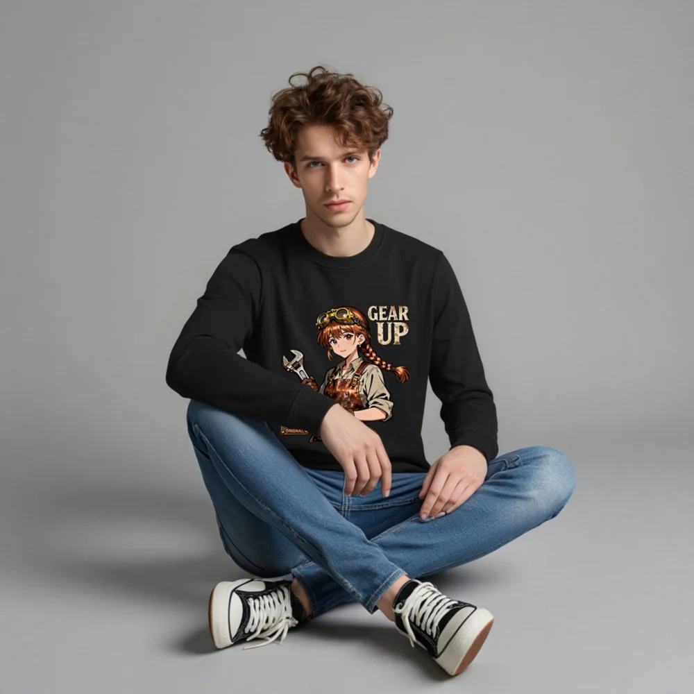 Steampunk Gear Up Unisex Organic Cotton Sweatshirt - Image 4