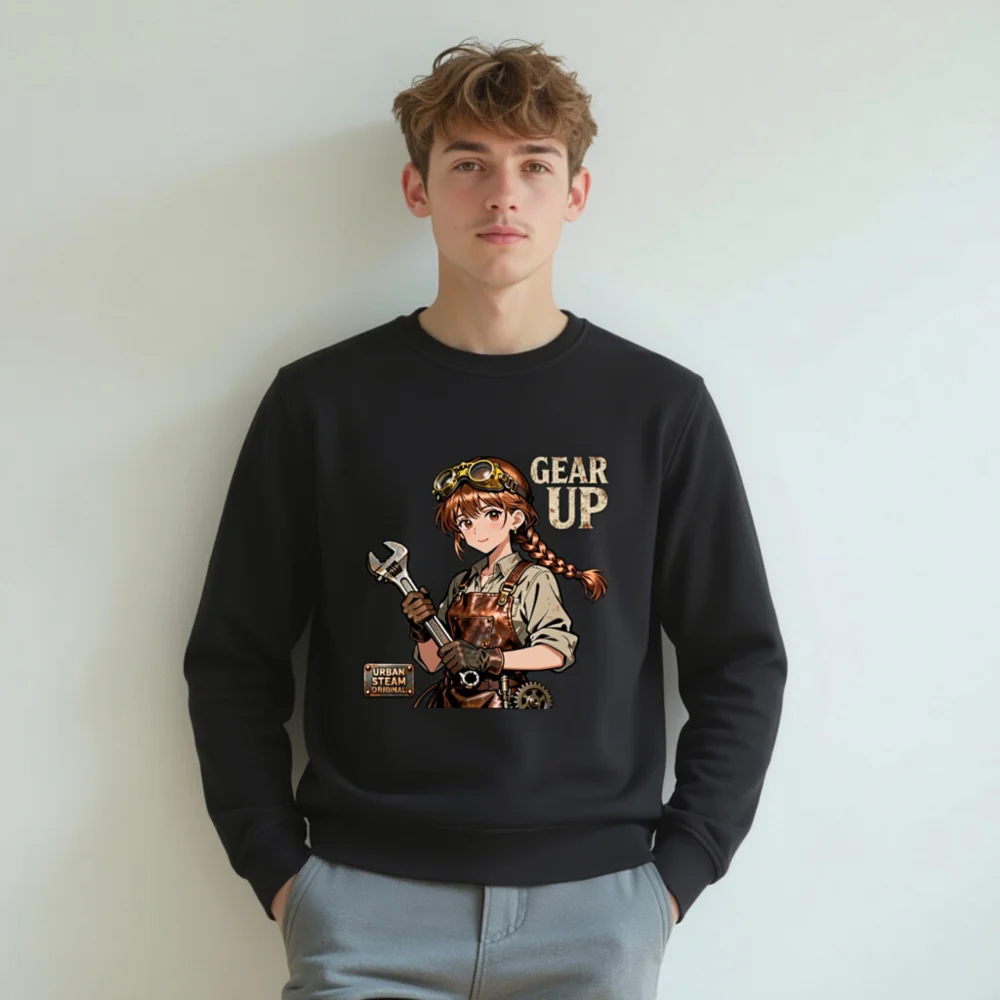 Steampunk Gear Up Unisex Organic Cotton Sweatshirt - Image 8