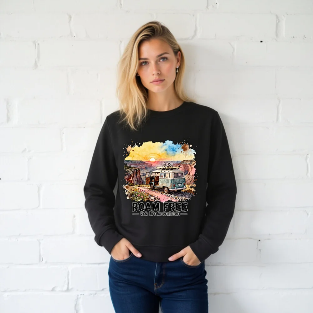 Roam Free Van Life Sweatshirt – Unisex Organic Cotton Crewneck - Image 2