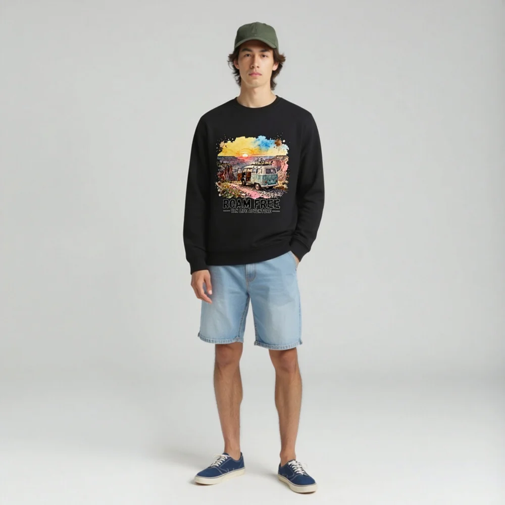 Roam Free Van Life Sweatshirt – Unisex Organic Cotton Crewneck - Image 3