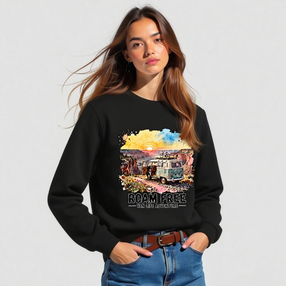 Roam Free Van Life Sweatshirt – Unisex Organic Cotton Crewneck - Image 5